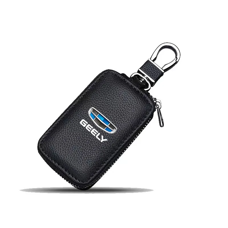 

Leather Car Key Case Keychain Zipper Key Case Bag for GEELY GC6 GC9 EMGRAND EC7 EC8 CK Key Cover Protector Auto Accessories