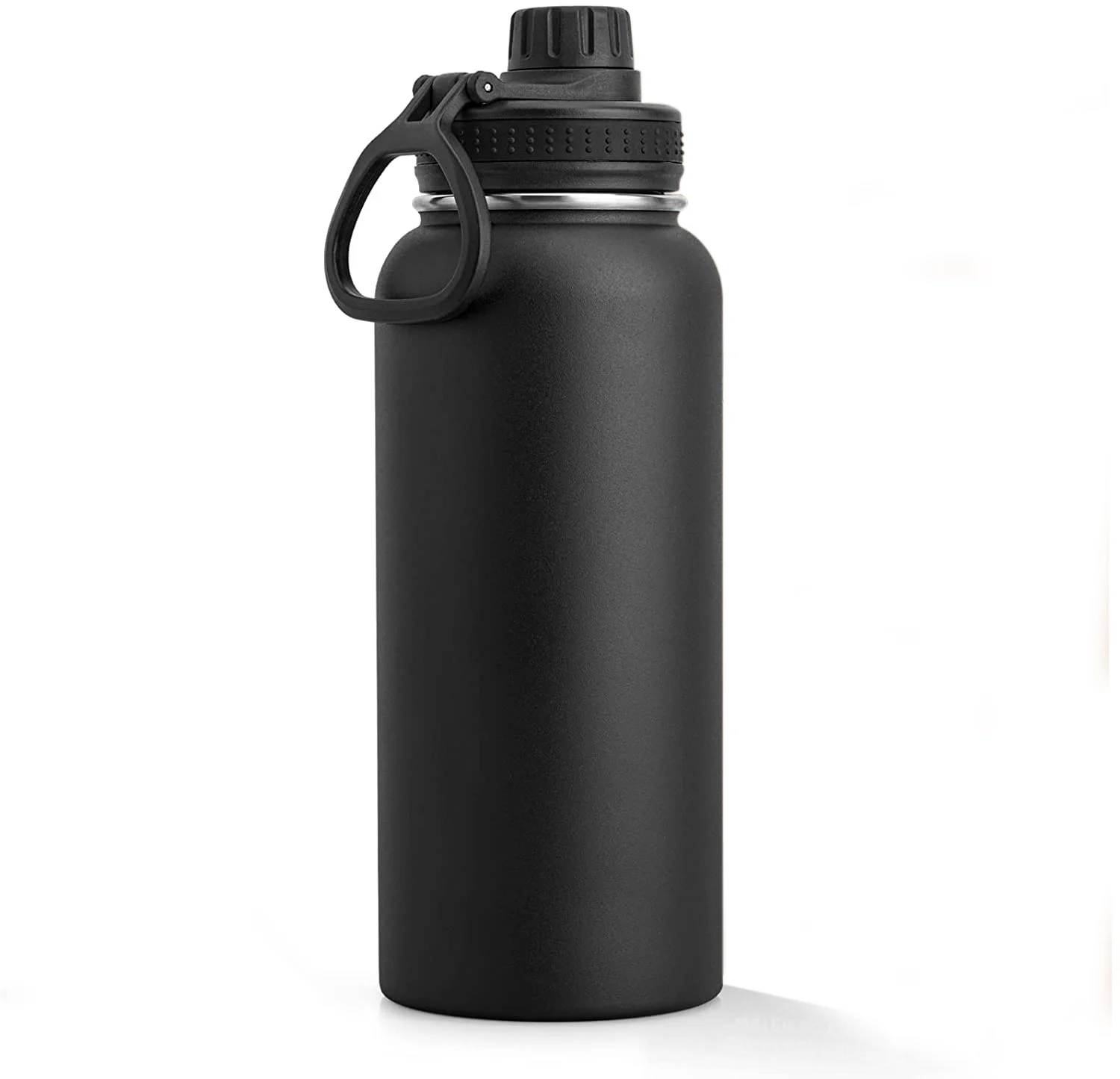  Botella de agua deportiva aislada con popote, botella de agua  deportiva de 1 L, reutilizable al vacío de acero inoxidable 18/8, termo  moderna de boca ancha de doble pared, mantiene el