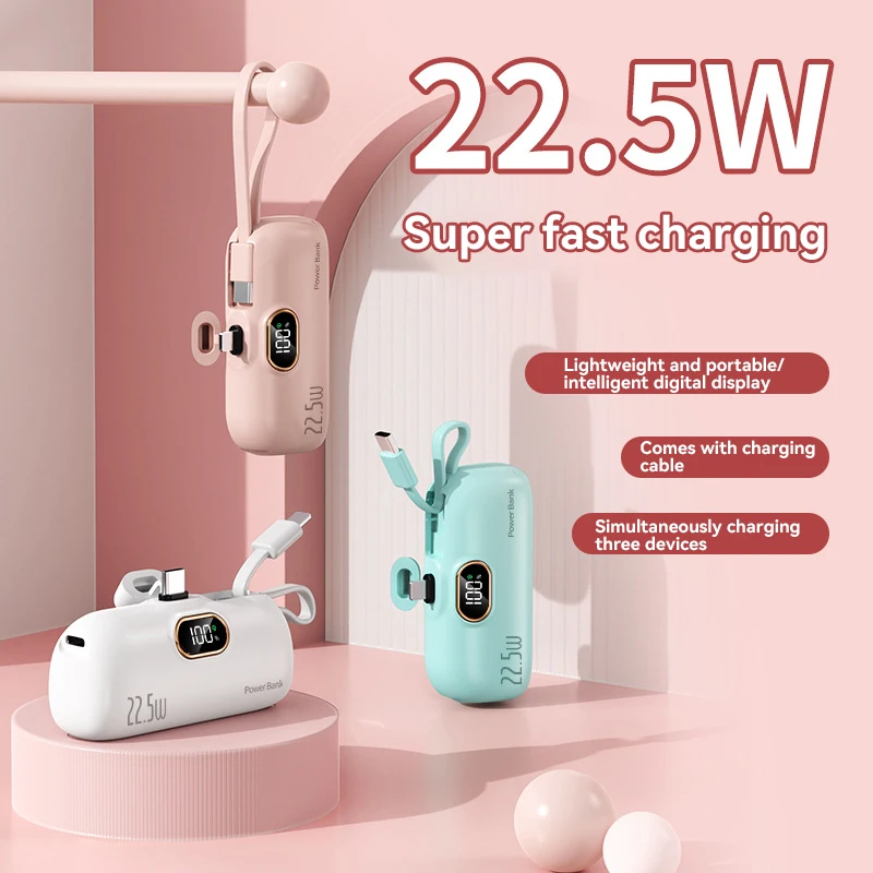 Xiaomi 10000mAh Mini Portable Power Bank Capsule PD20W Fast Charging Mobile Power Comes With Charging Cable For iPhone Huawei 4