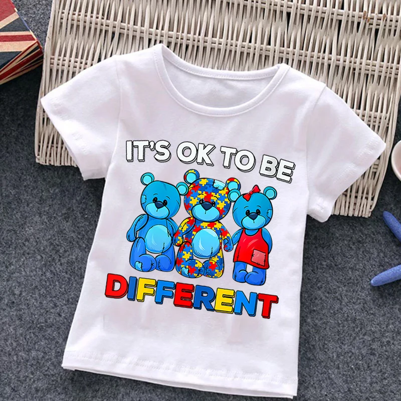 autism Kids Boy T-shirt Girls cartoon puzzle Tops Cute Baby Cotton Summer Clothes Toddler Dinosaur T Shirts Children Costume superman t shirt T-Shirts
