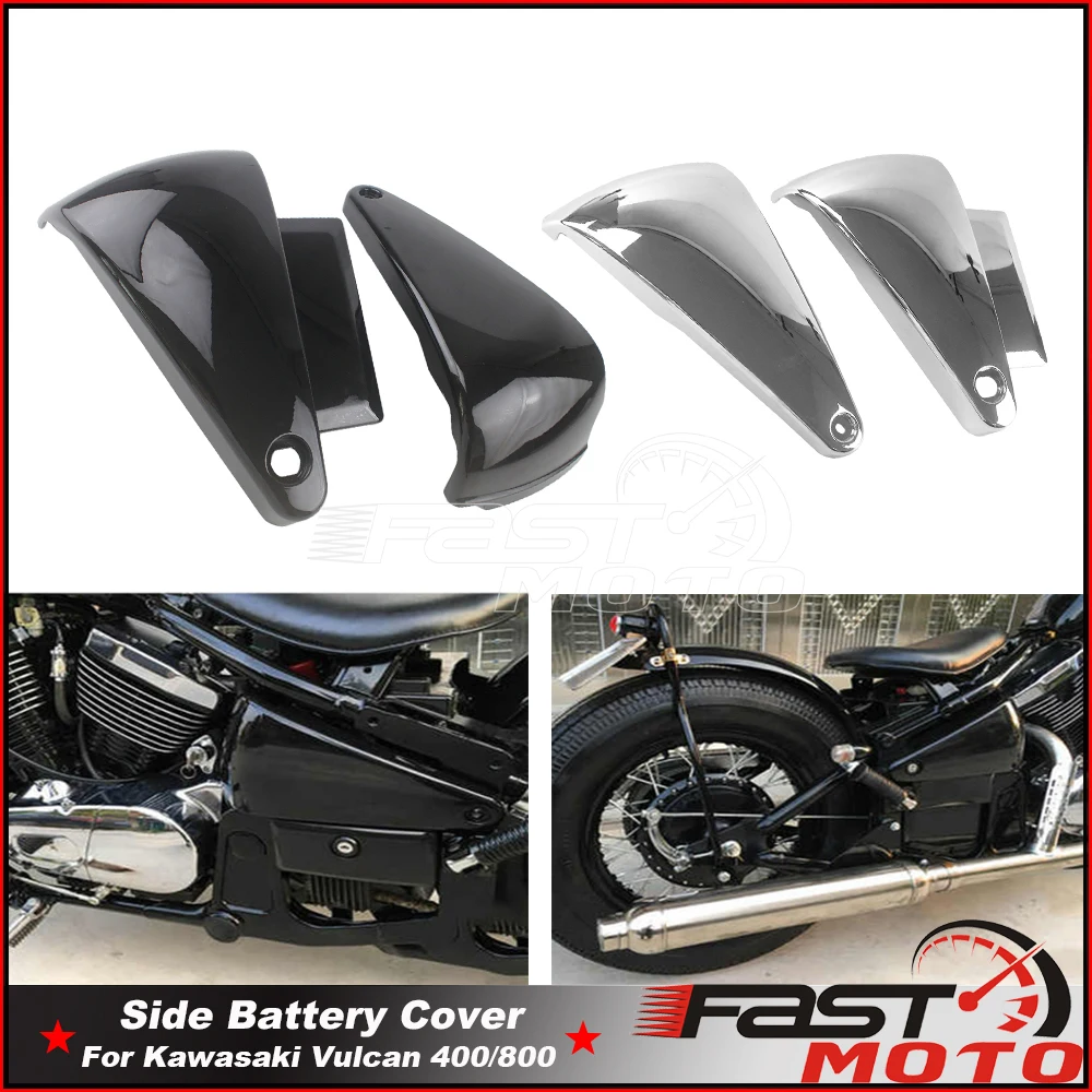 

Черная/хромированная боковая обтекатель аккумулятора мотоцикла для Kawasaki Vulcan 400 800 VN400 VN800 95-06 боковые обтекатели аккумулятора мотоцикла
