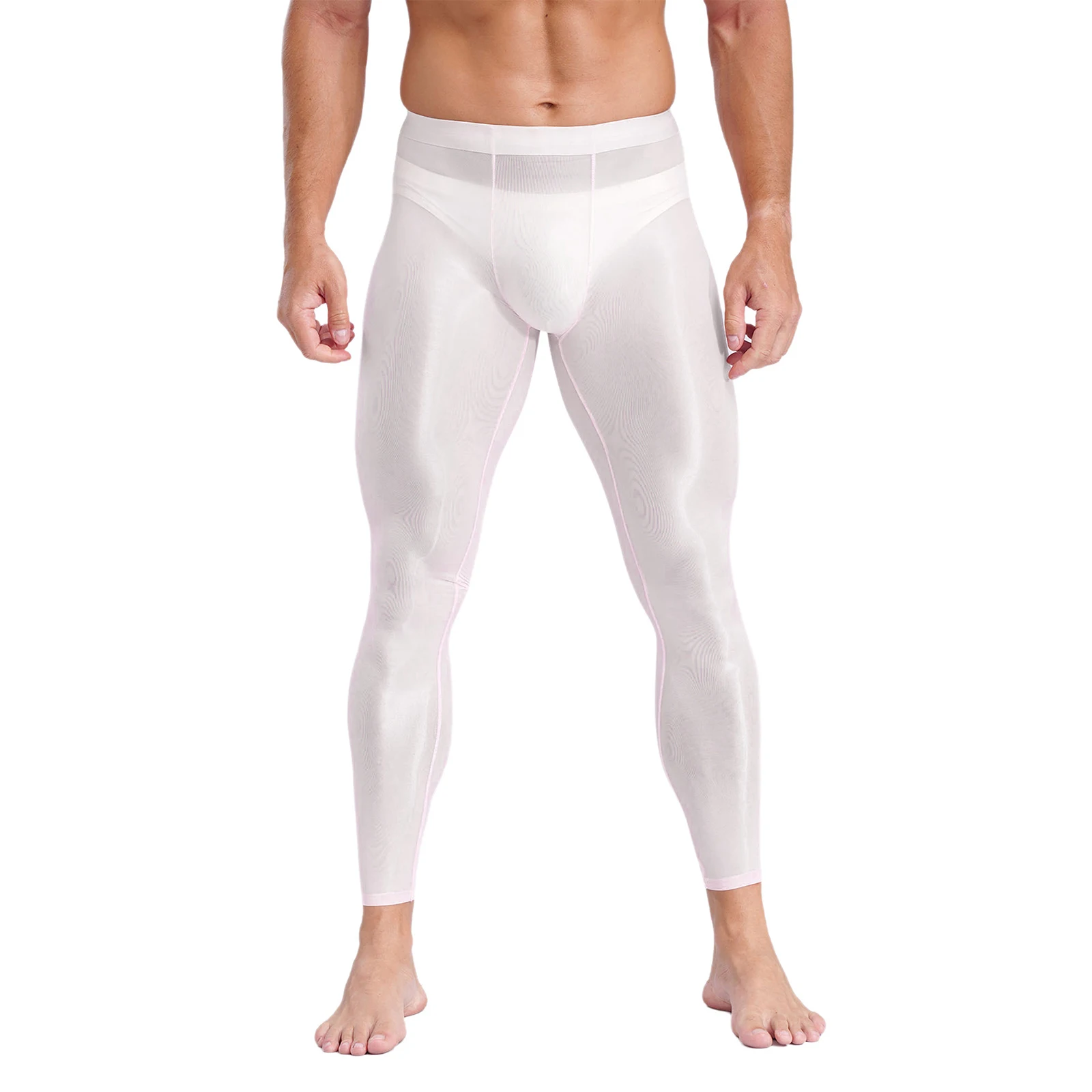 Mens Stretchy Ultra-Thin Leggings Ice Silky Yoga Fitness Leggings Bulge Pouch Tights See Through Pants for Gym Sports Workout S573c4761ae614e20a05ead6bcf42adf9K