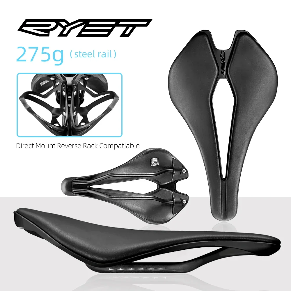 

RYET MTB Road Bicycle Saddle Racing Bike Saddle Carbon/Steel Rails With Direct Mount Bottle Cage Seat Cushion Road MTB Bicycle