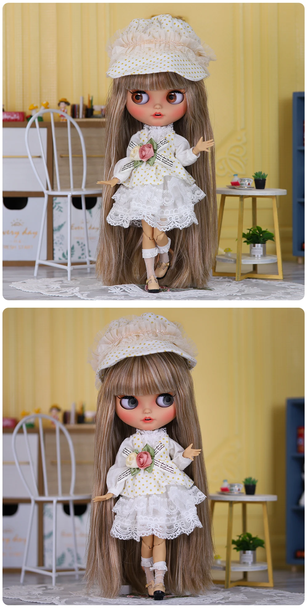 Дээд зэрэглэлийн Custom Blythe Бор арьстай, царцсан царайтай, ангайсан амтай хүүхэлдэй 6 сонголт 2