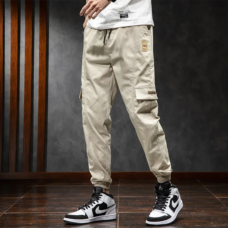 SportsPants Washed Cotton Men's SolidColor Loose Casual Fashion All-Matching Spring and Autumn KoreanStyle Multi-Pocket Straight