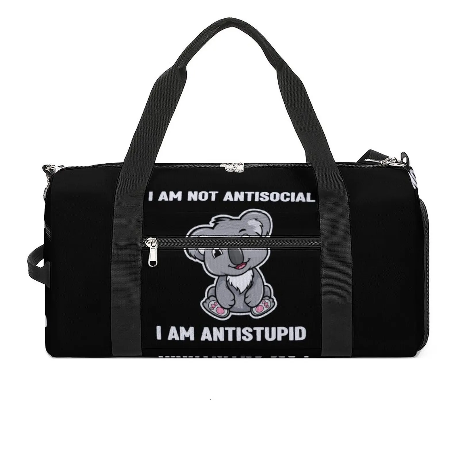 

Gym Bag I Am Not Antisocial I Am Antistupid Sports Bag Gym Accessories Funny Animal Male Portable Handbag Novelty Fitness Bag