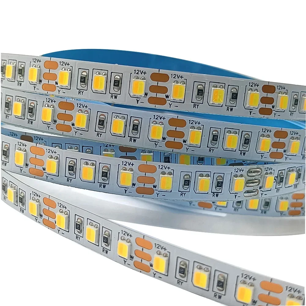 

2835 SMD CCT WW+CW LED Strip 120leds/m Color Temperature Adjustable Flexible LED Tape Ribbon DC12V