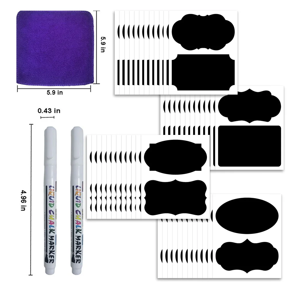 48/96 Chalkboard Labels Set for Jars-Chalkboard Labels Stickers with Chalk Marker-Black Chalk for Containers Pantry