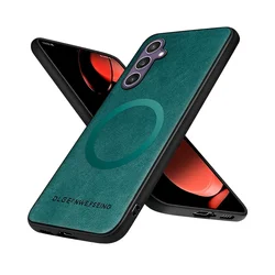 Premium Business Leather Magnetic Phone Case - Elegant and Durable Cover for Samsung A25 (Green)