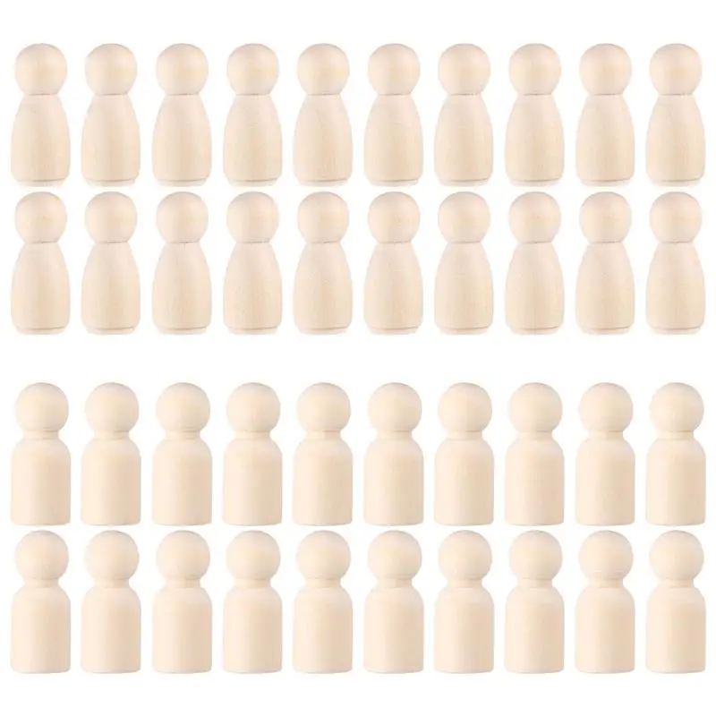 Giocattoli Educativi Bambini Miyobing Bambole Legno Peg 50Pcs Persone In Legno Per Bambini Pittura Bambole Per Bambina