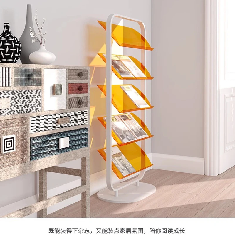 Nordic Acrylic Magazine Rack Floor Standing Office Sofa Side Minimalist Creative Bookshelf Display Organizer Furniture FYMR