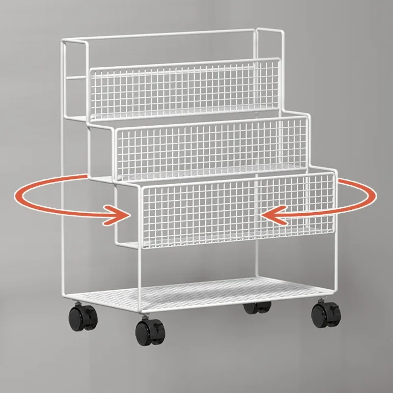 "Children's Room Desk Bookshelf Mobile Floor To Floor With Wheels Book Organizer Office Large Capacity File Storage Rack"