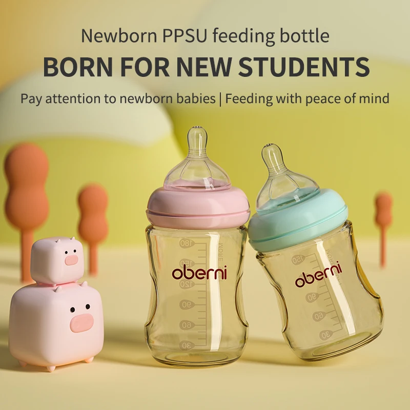 Oberni 150ml+180ml PPSU Imitated Breast Baby Milk Bottle set Anti bloating 0-6 Newborn Baby Bottle With Resistant to Falling 3