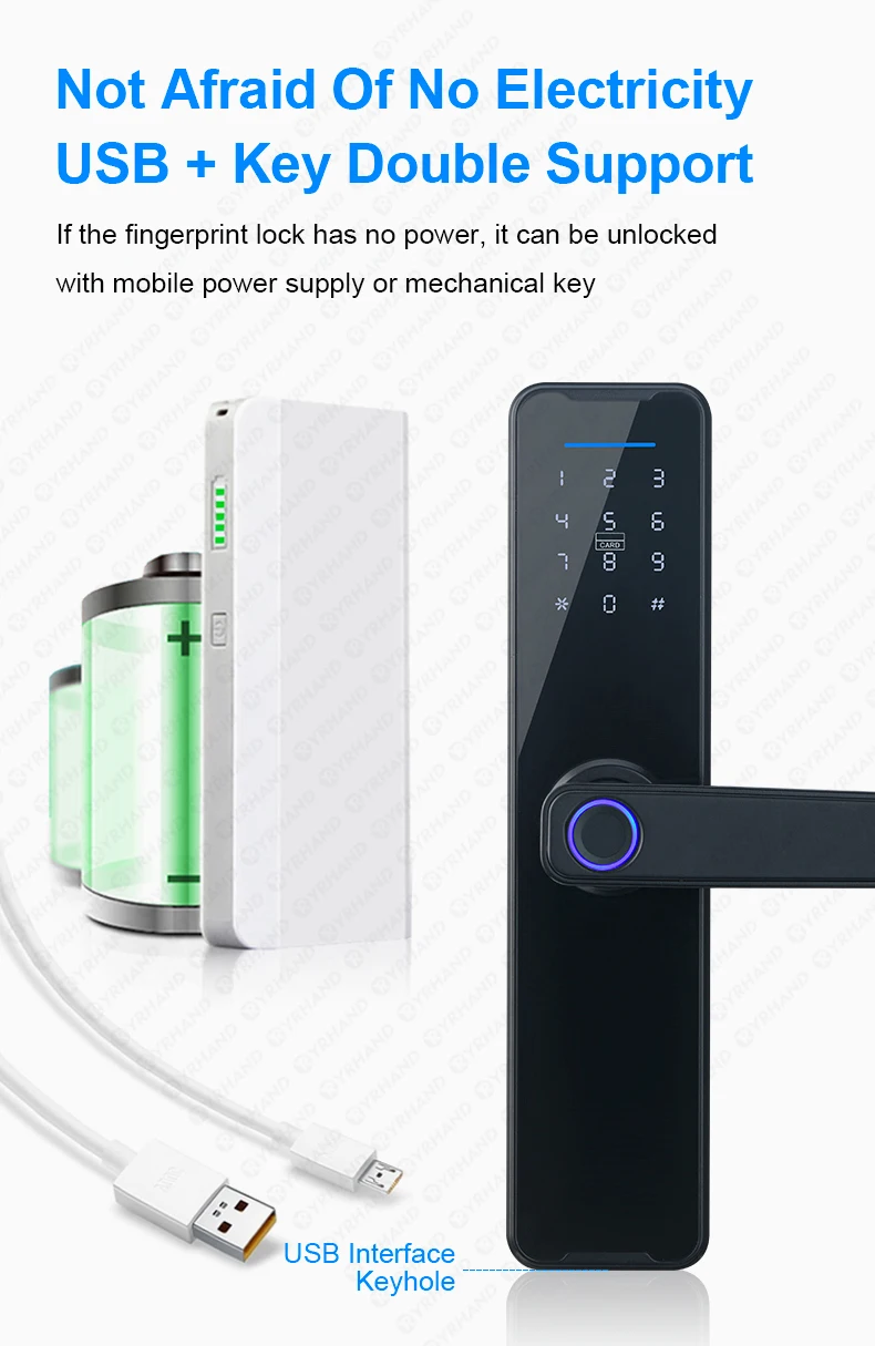 K7 fechadura eletronico digital Biometric Black Smart Lock Tuya App Remote Unloc