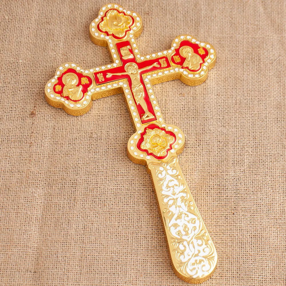 HTISOK Orthodoxes Kreuz Jesus Kruzifix Verzinktes Gold Gebet Handkreuz Anbetung Hochzeit Religiöses Geschenk Orthodoxes Wandkreuz – Detail 7