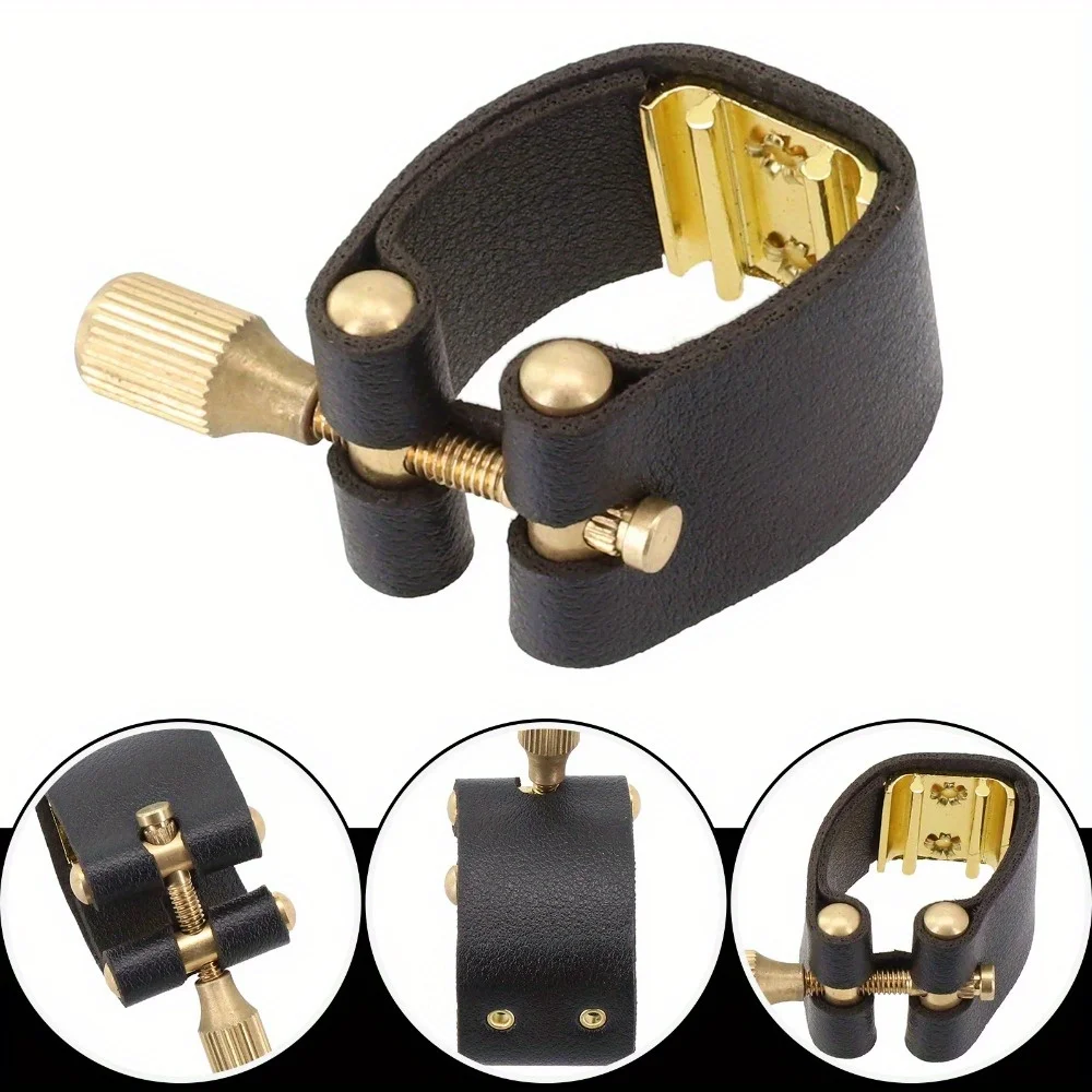 1PC Mouthpiece Ligature Saxophone Mouthpiece Leather Fastener Clip Ligatures For Accessories Metal Bakelite Flute