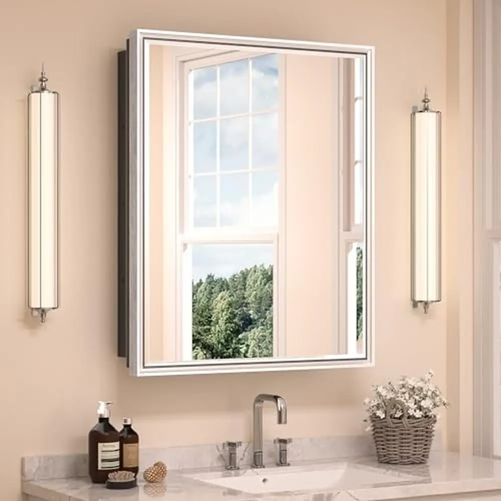 24x30" Aluminum Frame Mirror Bathroom Medicine Cabinet Silent Closure