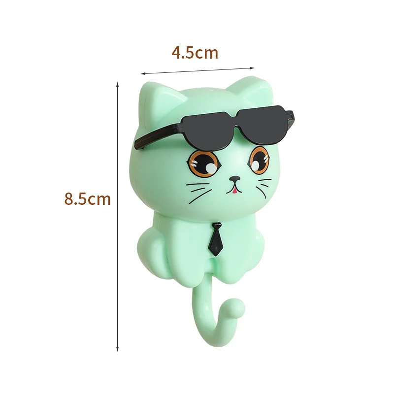 Charming Winking Cat Enamel Wall Hook - Decorative Cartoon Pet Design