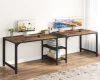 Tribesigns 90.55'' 2 Person Desk with Storage Shelves, Double Computer Desk with Spacious Desktop, Extra Long Study Writing Tabl 1