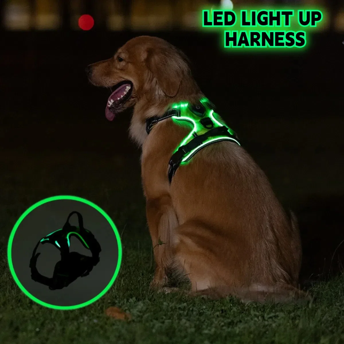 LED Light Up Dog Harness No Pull Adjustable Rechargeable 1