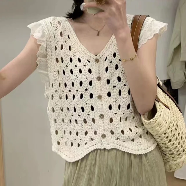 sheer crochet top