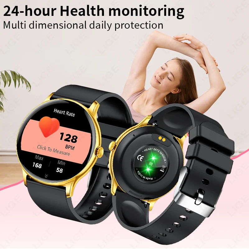 LIGE Smart Watch Sports Fitness Men Women Heart Rate Health Monitor Bluetooth Call IP68 Waterproof Watch Alarm Clock Smartwatch