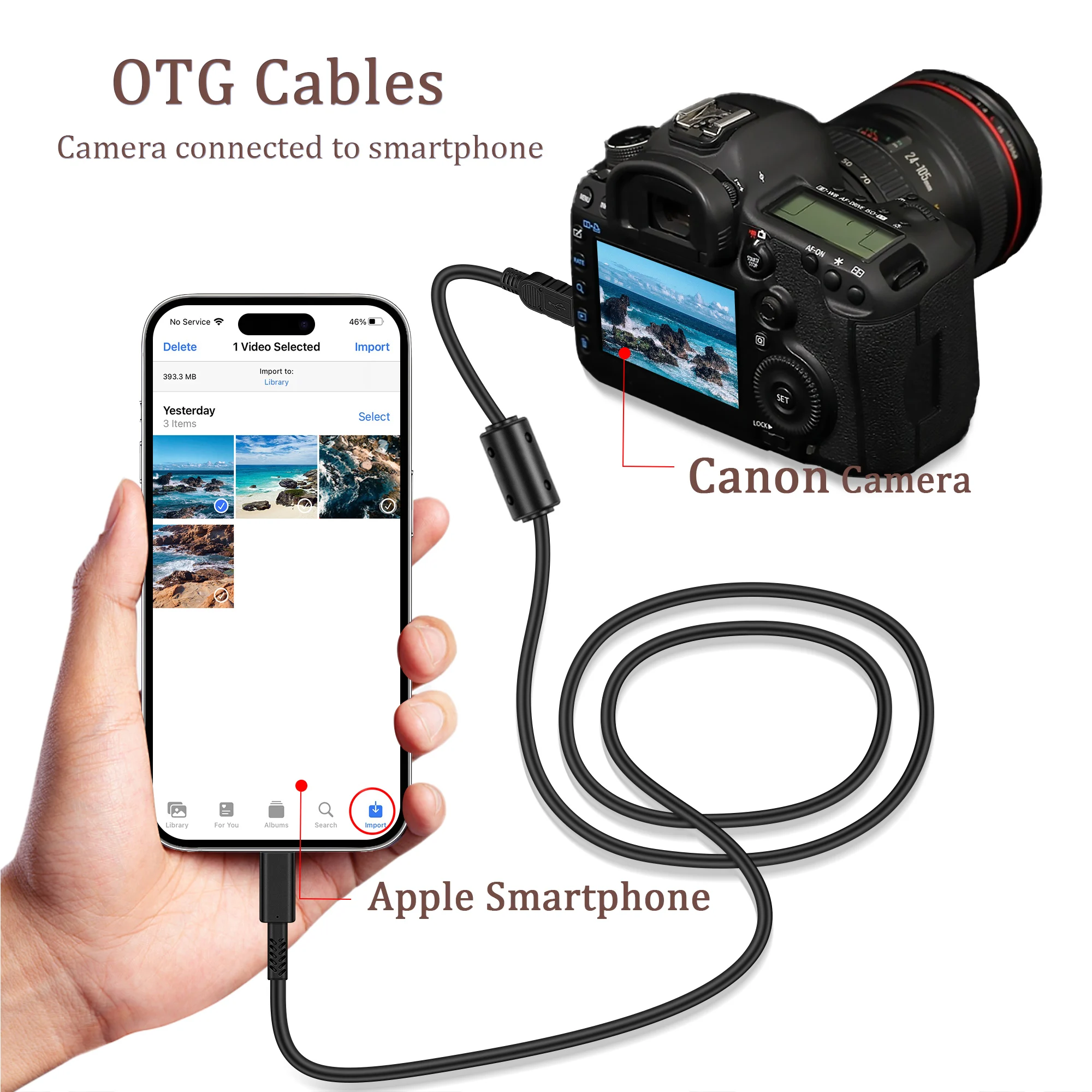 Cavo USB Per Fotocamera Canon Ixus 155 – Sostituto IFC-400PCU, 2 Metri, Nero