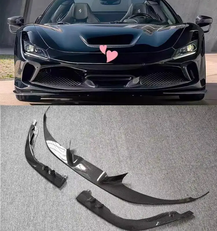 

Dry Carbon Fiber Bumper Front Lip Spoiler Fog Lamp Air Vent Outlet Wind Knife Splitter Cover For Ferrari F8 2019-2023