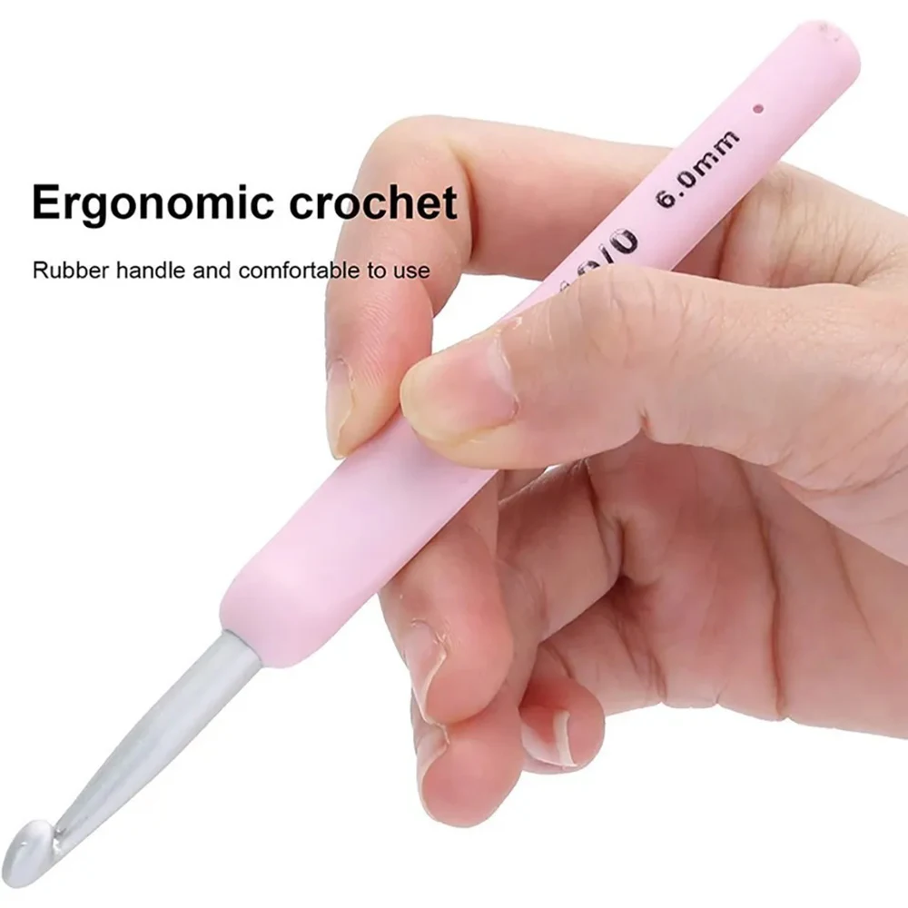 8 Knitting Tools Thick Handle Sweater Needles New Gradient Color Crochet Hooks Soft Handle Set Of Pu Packaging With Accessories