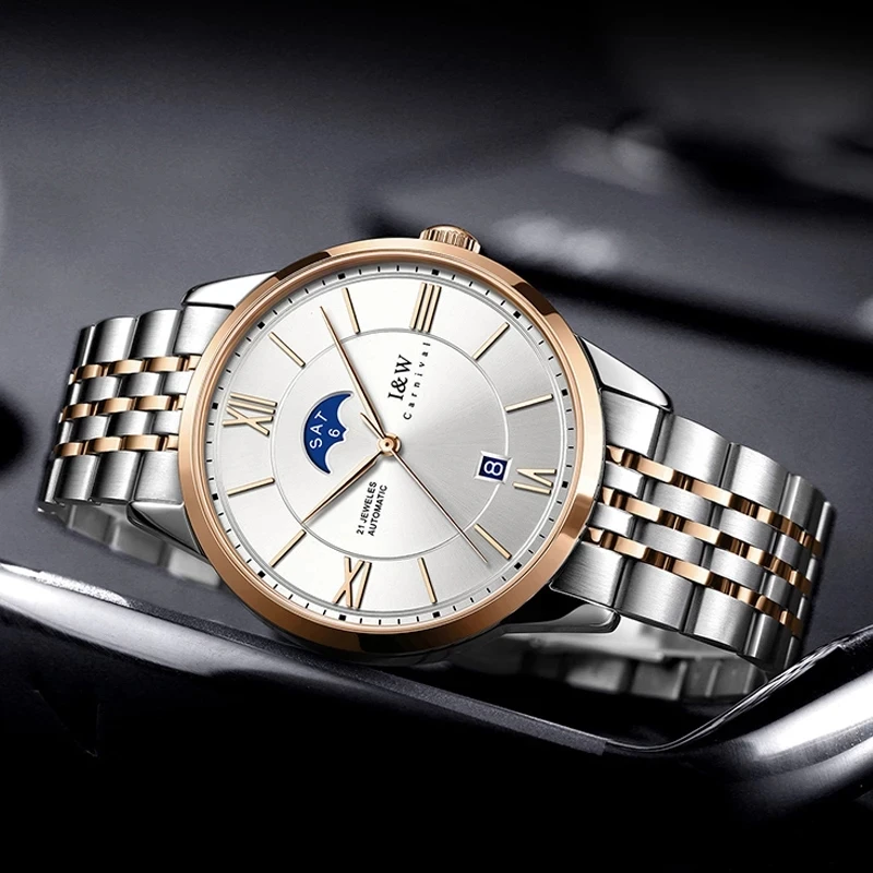CARNIVAL Mechanical Business Watch for Men Brand Luxury Stainless Steel Automatic Wristwatch Waterproof Men's Clock Reloj Hombre