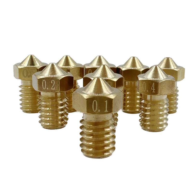 5 oder 10 Stück E3DV6 Gewindedüse aus Messing 0,2 0,3 0,4 0,5 0,6 0,8 1,0mm für Extruder V5 V6 Anycubic I3 Mega Chiron Kobra Hotend