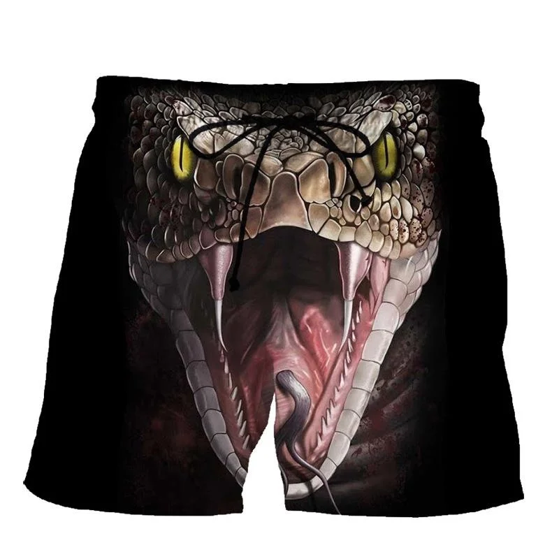 

3d Snake Print Men's Street Short Pants Animal Graphics Hip-hop Personality Trendy Beach Shorts Sports Board Shorts Clothing