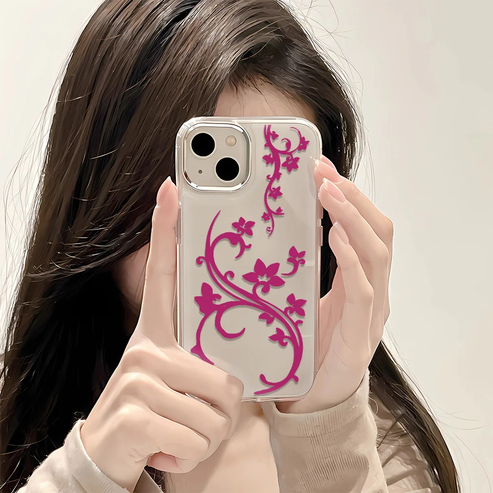 Elegant Black and Purple Vine Floral Phone Case - Shockproof and Stylish Y2K Design