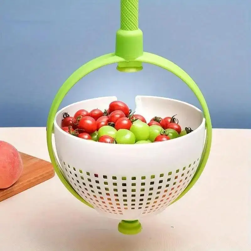 Rotating Drainage Basket Vegetable And Fruit Cleaning Basket Dehydration And Water Throwing Household Rotating Drainage Basket