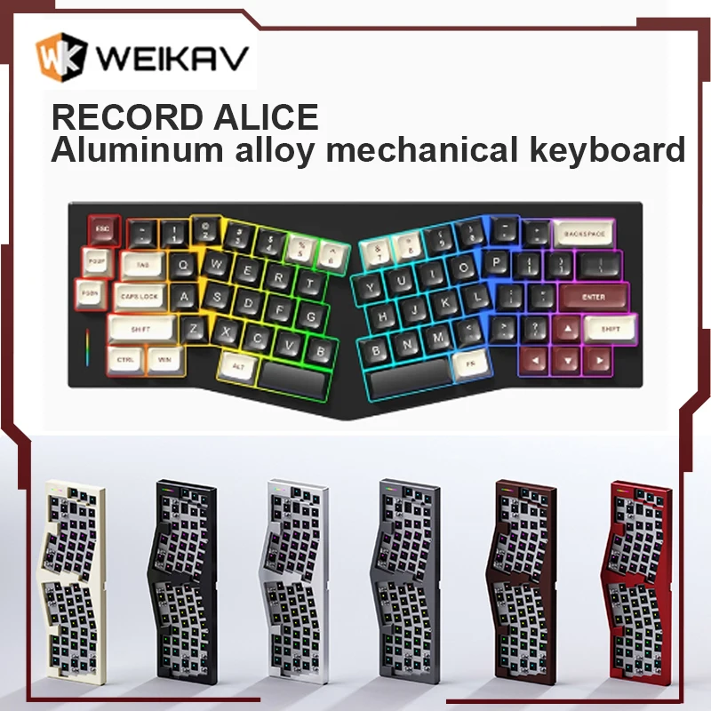 

Механическая клавиатура Weikav с записью Alice, Алюминиевая клавиатура с пружинным креплением, проводная игровая клавиатура Rgb с горячей заменой, Win Mac Office