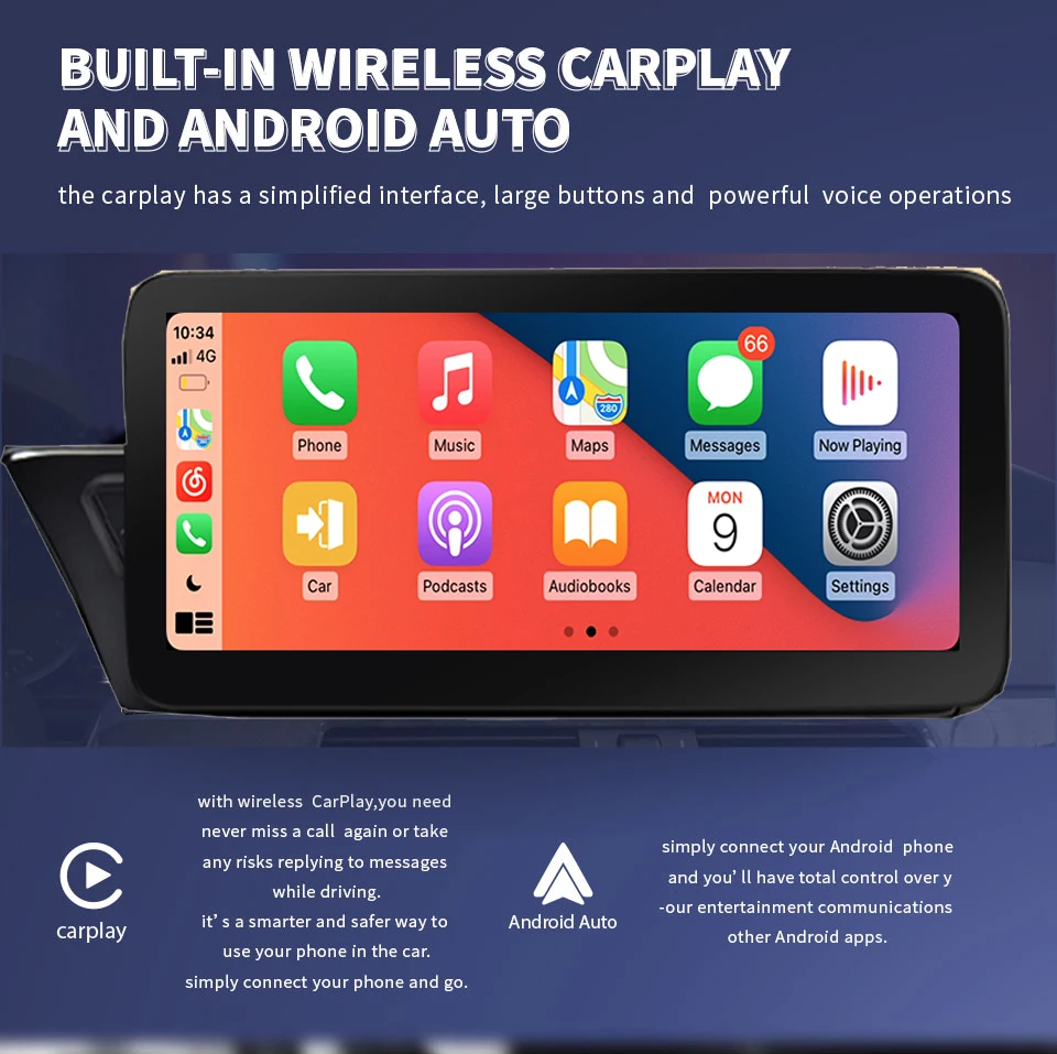 Wireless Carplay Android 13 Car Multimedia Screen For Audi A4 B8 A5 2009-2017 GPS Navi Stereo WIFI 4G SIM Google Playstore