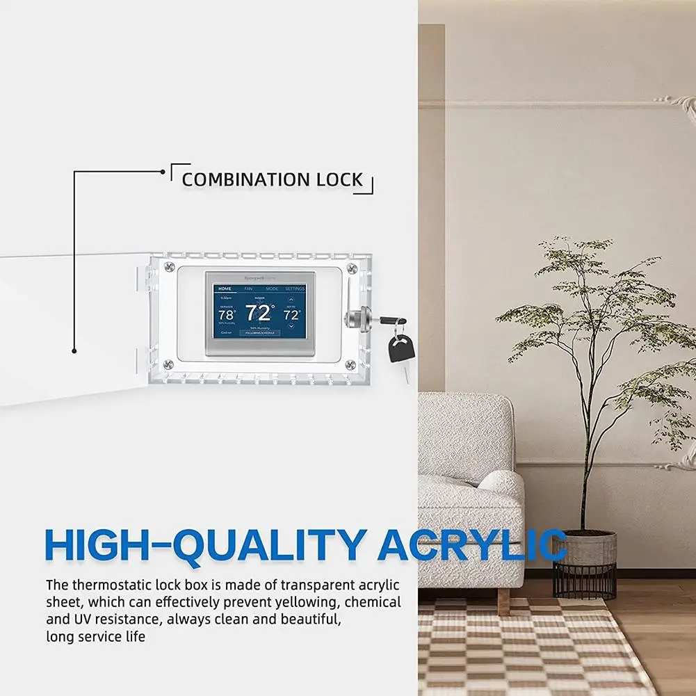 Universal Thermostat Lock Box Key Clear Large Thermostat Cover Wall Guard Fits Thermostats thermostat lock box