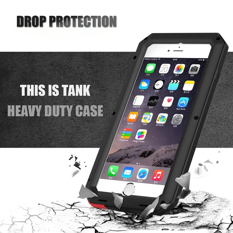 Enhanced Shockproof Waterproof Armor Case with Tempered Glass Protection