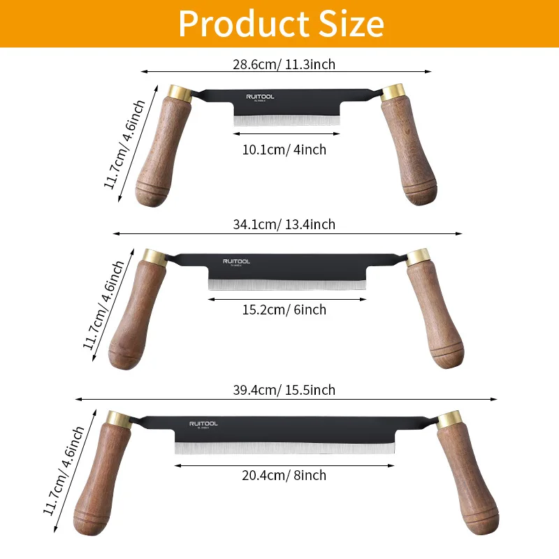 4/6/8 Inch Woodworking Draw Knife Multifunctional Carbon Steel Tree Peeling Planer and Bark Scraper