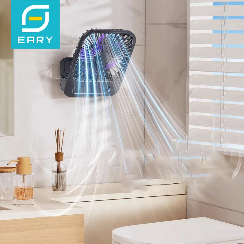 Eary toilette puissant ventilateur mural Usb Rechargeable avec 1200mAh 3 vitesses vent ventilateur de refroidissement magnétique Portable ventilateur de Ventilation domestique
