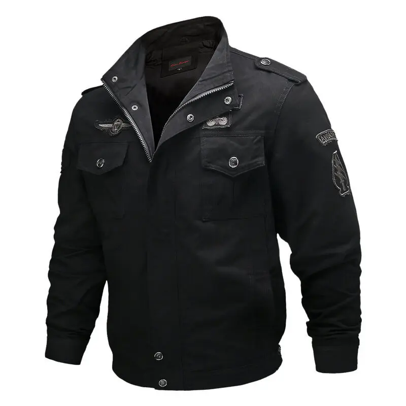 Spring Autumn Solid Color Fashion Long Sleeve Jackets Man High Street Casual Zipper Pockets Button Pure Cotton All-match Coat