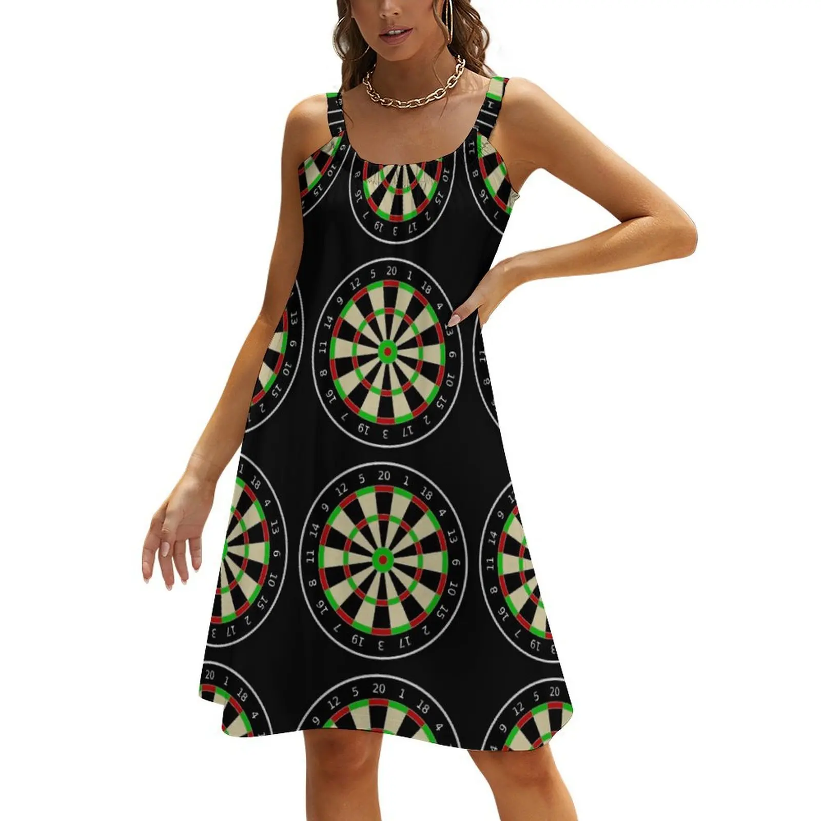 

Dartboard пляжная юбка на бретельках платья с длинным рукавом Женская одежда в Корейском стиле