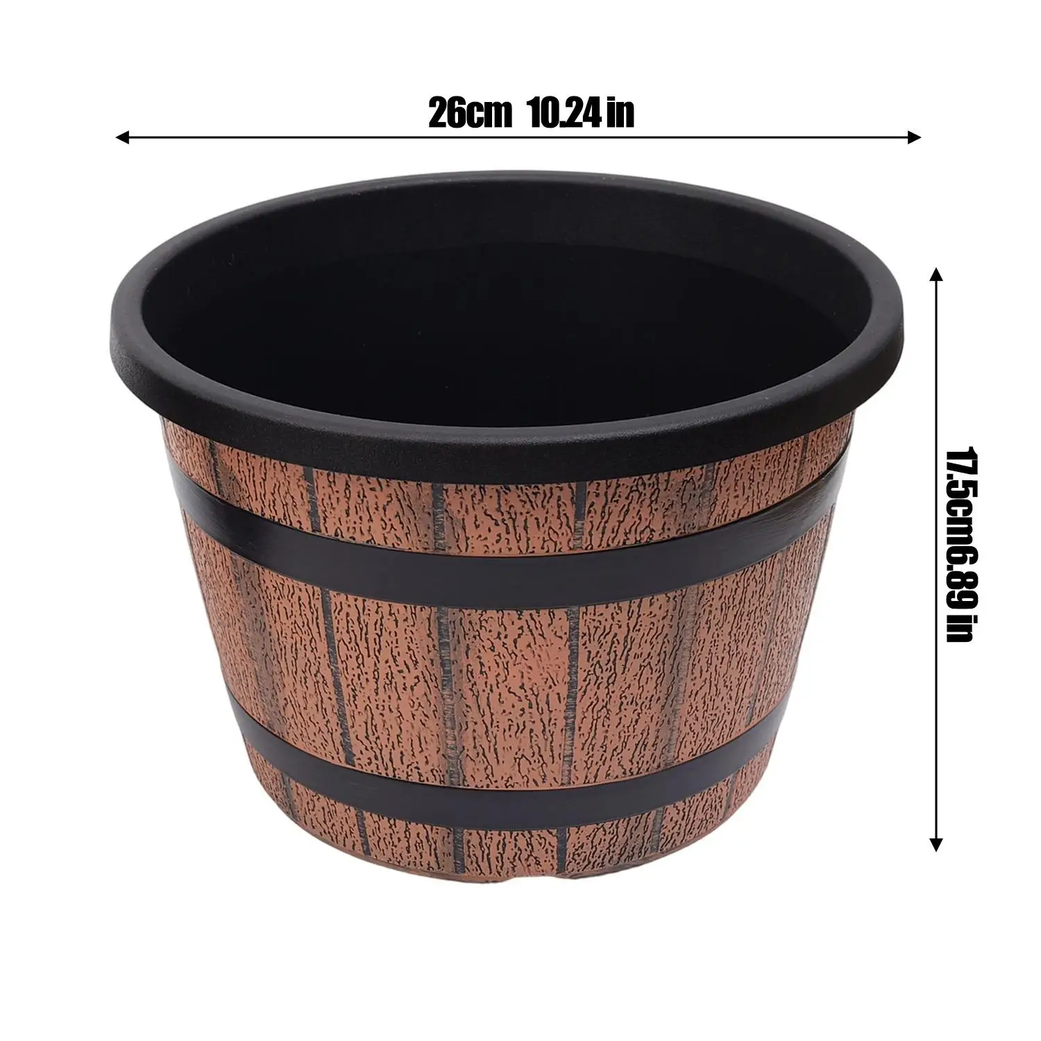 Rustic Wooden Barrel-Style Flower Pot for Home and Garden Decor