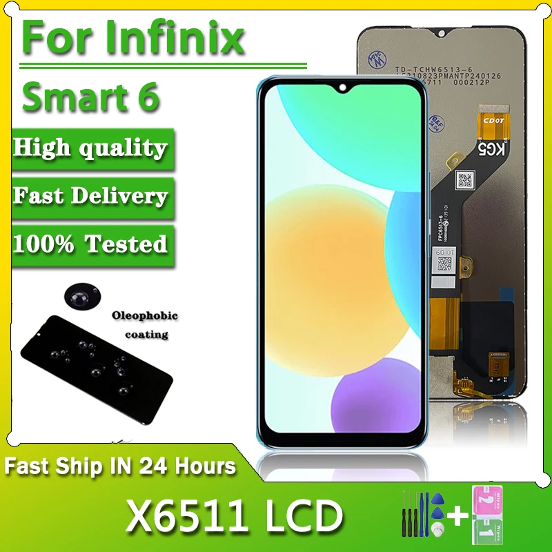 

AAA+ LCD 6.6“For Infinix Smart 6 X6511 X6511B X6511E LCD Display Touch Screen Digitizer Panel Assembly Replacement Repair Parts