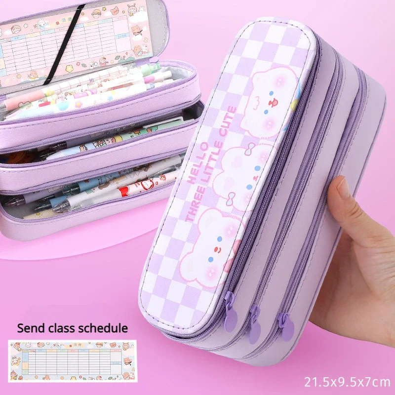 Cute Multi-layer Pencil Case Large Capacity Aesthetic Stationery Anime  Pencil Bag Box for Girls Organizer Kawaii School Supplies