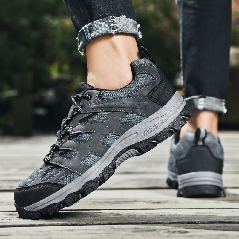 Brand Mesh Hiking Shoes Men Breathable Trekking Shoes Male Tactical Sneakers Non-Slip Wear-resistant Men's Climbing Sports Shoes