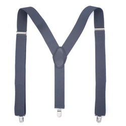 Large Strong Clips on Men Suspenders Unisex Braces Straps 4 Solid Color High Elastic Adjustable Suspender Belt for Heavy Work