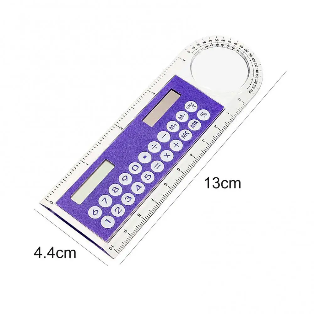 Stationery Ruler Universal Convenient Multifunction Mini Solar Transparent Ruler Calculator with Magnifier Student School Supplies for office
