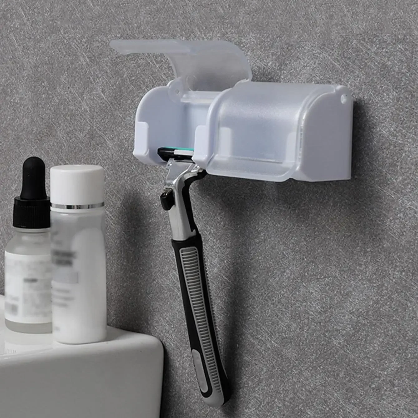 Men Shaver Razor Brush Blade Holder 1PC Bathroom Wall Sucker Hook Stand