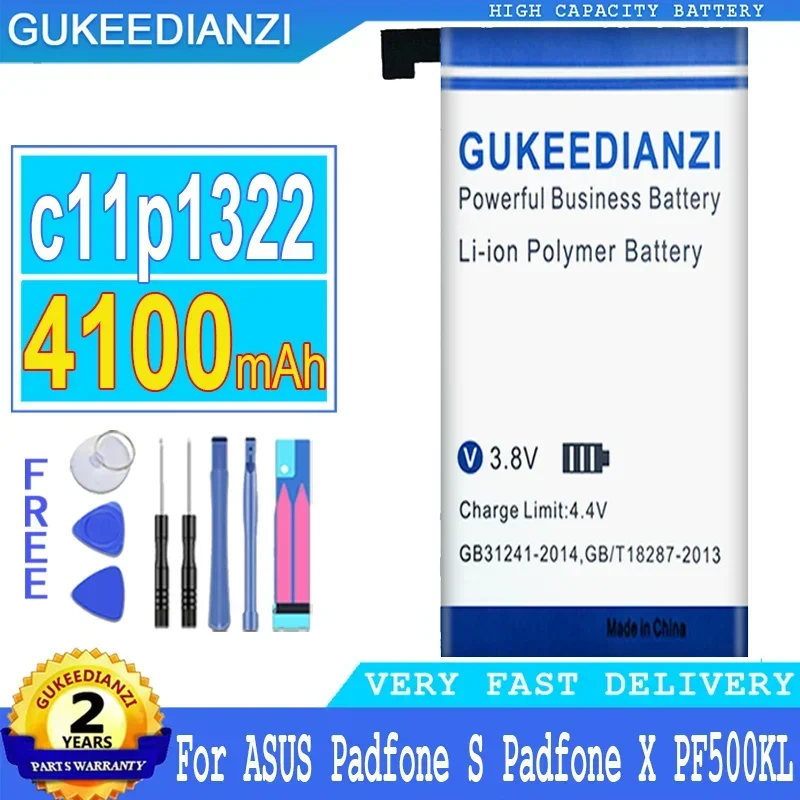 

4100mAh GUKEEDIANZI Battery C11P1322 for ASUS Padfone S Padfone X T00D PF500KL T00N Big Power Bateria Battery + Tools